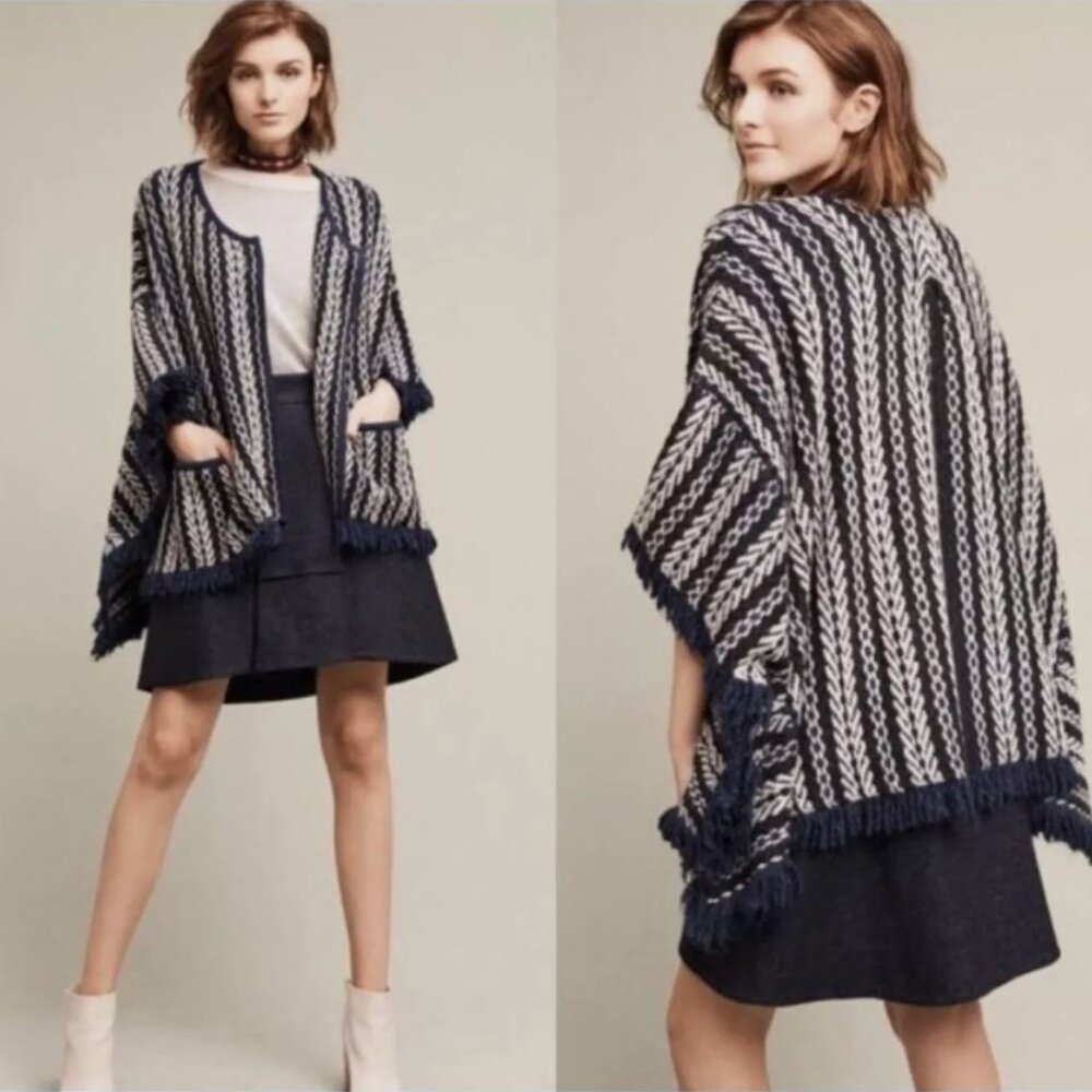 Anthropologie Sleeping on Snow Poncho Cardigan